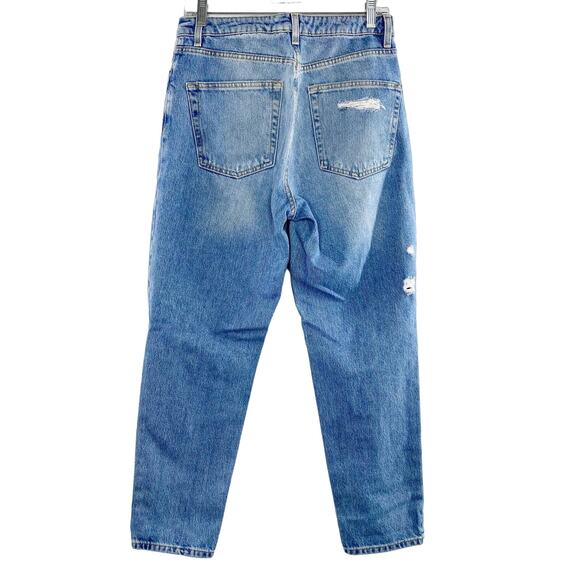 Topshop Super-Rip Distressed Mom Jeans Bleach High Rise Button Fly 28 Light Wash - Picture 6 of 10